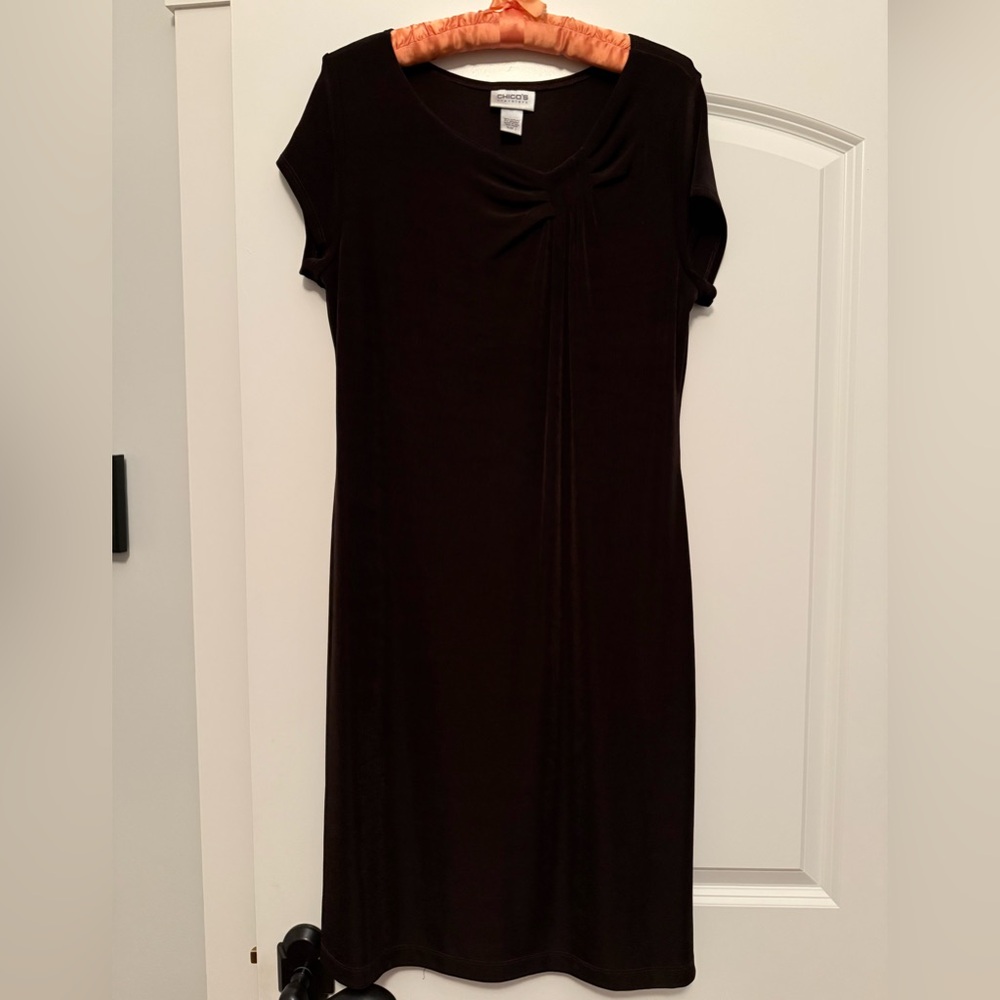 Chico's Travelers Dark Brown Short Sleeve Dress